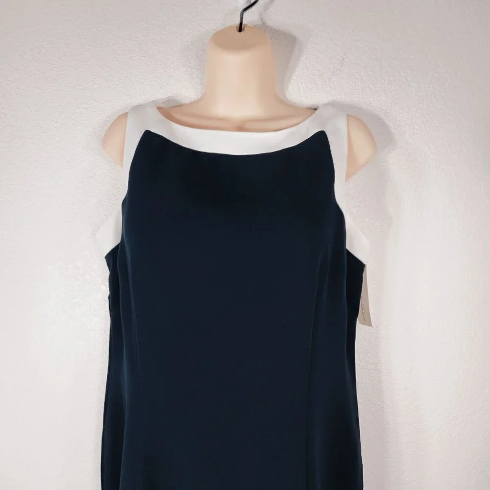 Amanda Smith Womens Black & White Sleeveless Sheath Dress Size 12 Stylish